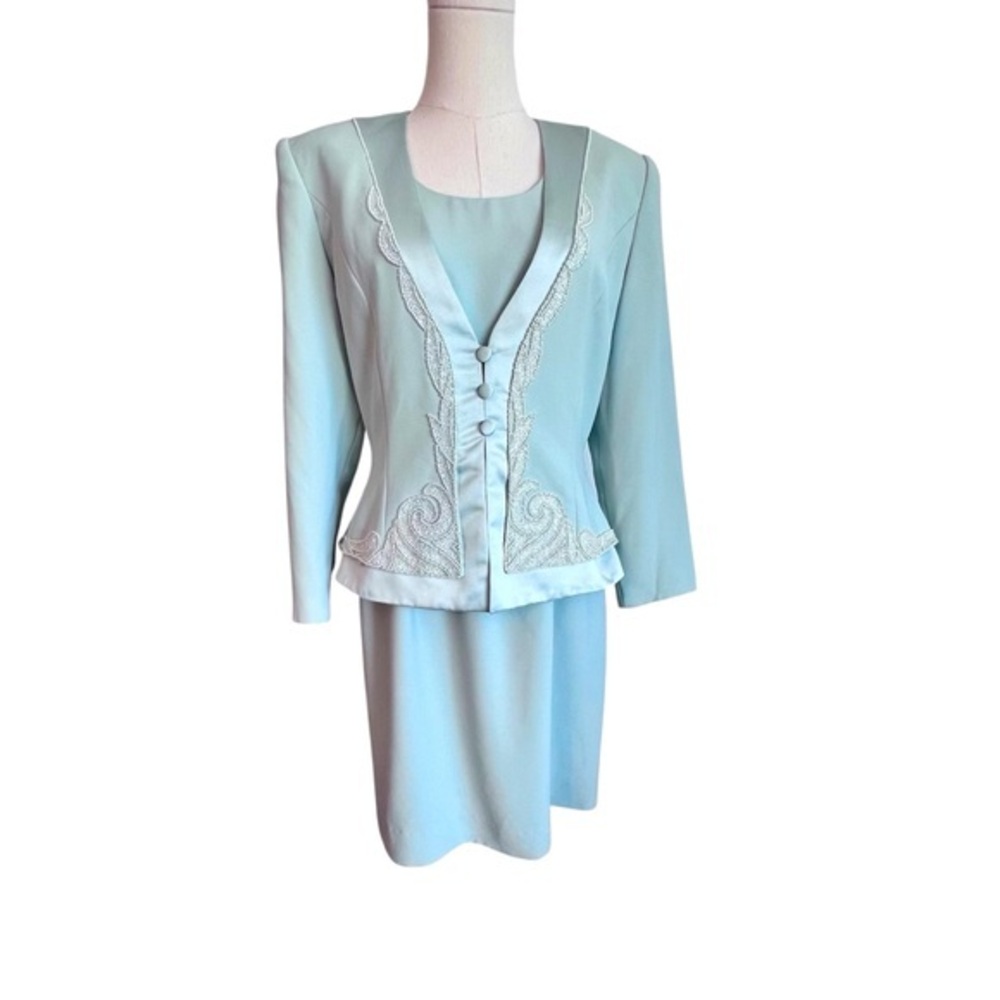 Montage by Mon Cheri‎ VTG Mother of the Bride Jacket Dress Set Seafoam Women’s 8